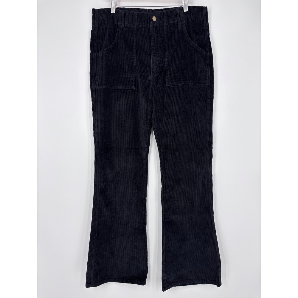Hammies Corduroy Pants Size 38 Black Flare High Rise Retro 70s Style Bell Bottom